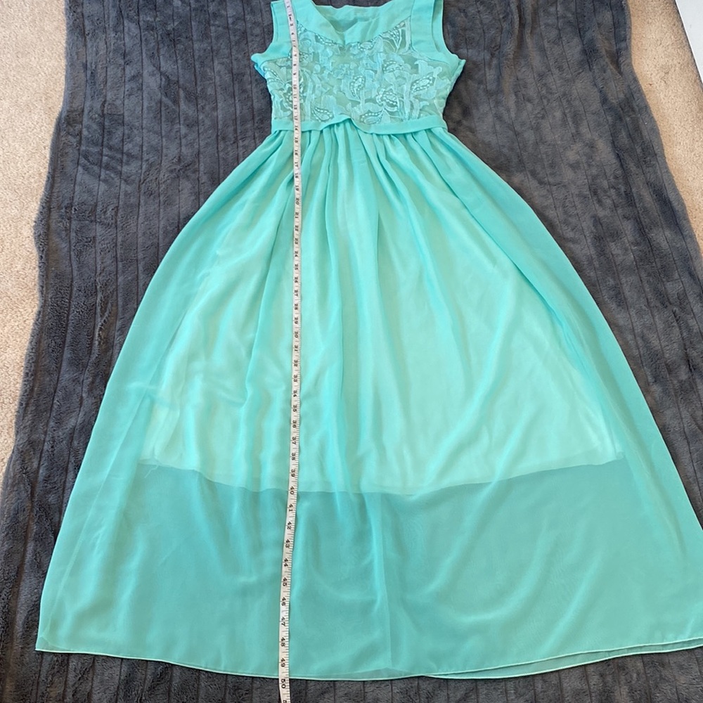 Mint Green Crochet Lace Up Top Maxi Dress - Picture 6 of 8